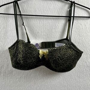 NEW b.tempted Ciao Bella Balconette Bra 34B Olive Green w Gold  - 2014 sample